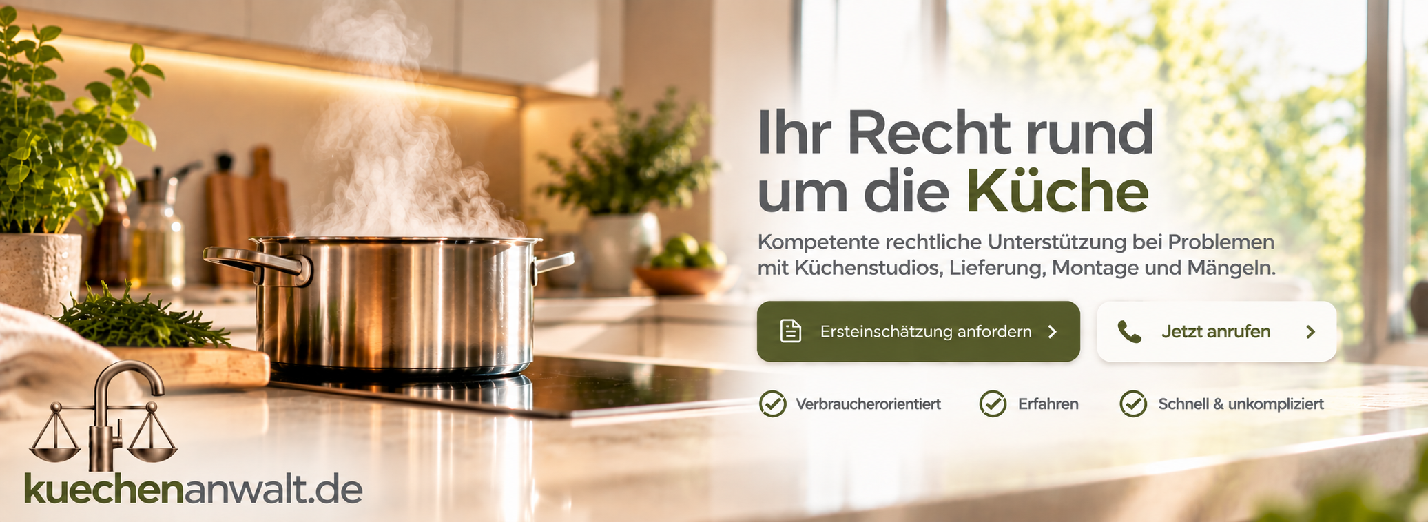 Layoutentwurf Küchenanwalt: Ihr Recht rund um die Küche